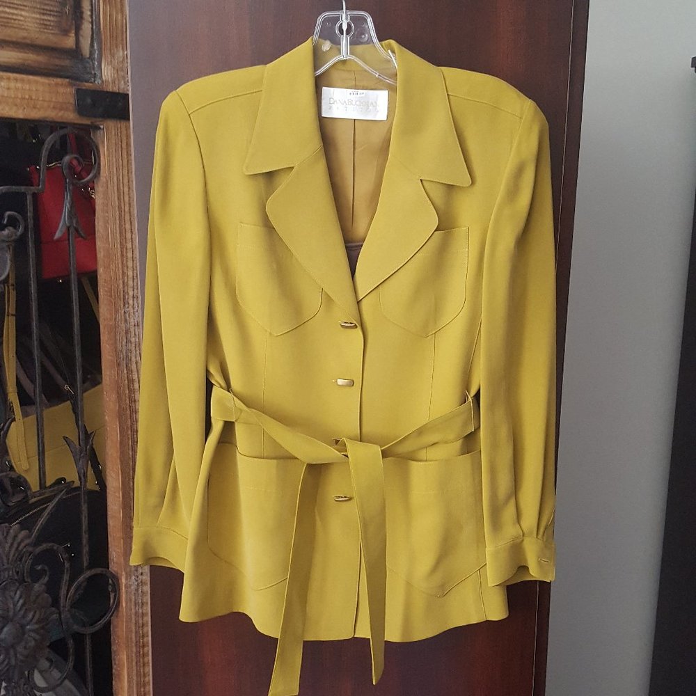 Dana Buchman Chartreuse Silk Jacket - Picture 2 of 10